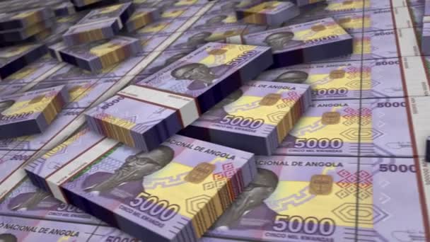 Angolan Kwanza Banknote Bundle Loop Aoa Money Stacks Concept Business — Stock video