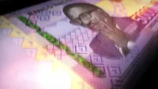 Анголан Кванза Рахуючи Гроші Банкноти Aoa Портретом Нікола Тесли Швидкі — стокове відео