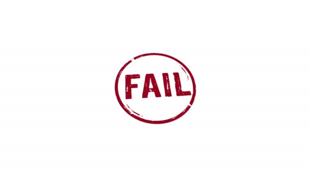 Fail Stamp Hand Stamping Impact Isolated Animation Failure Bankrupt Failed — Stock videók