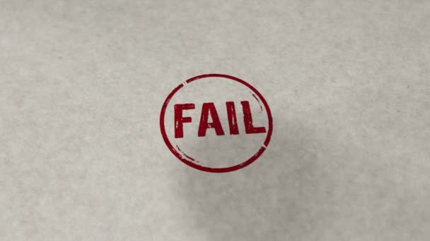 Fail Stamp Loopable Seamless Animation Hand Stamping Impact Failure Bankrupt — Vídeos de Stock