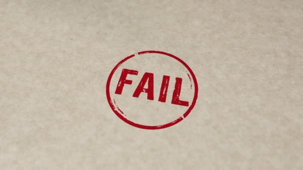 Fail Stamp Hand Stamping Impact Animation Failure Bankrupt Failed Business — Vídeo de stock