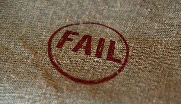 Αποτυχία Σφραγίδας Τυπωμένη Λινό Σάκο Αποτυχία Χρεοκοπία Και Αποτυχημένη Επιχειρηματική — Φωτογραφία Αρχείου