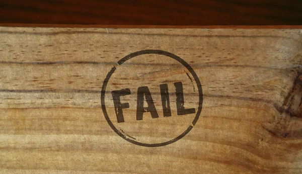 Αποτυχία Σφραγίδας Τυπωμένη Ξύλινο Κουτί Αποτυχία Χρεοκοπία Και Αποτυχημένη Επιχειρηματική — Φωτογραφία Αρχείου