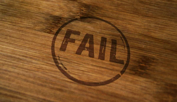 Fail Stamp Printed Wooden Box Failure Bankrupt Failed Business Concept — Stock Photo, Image