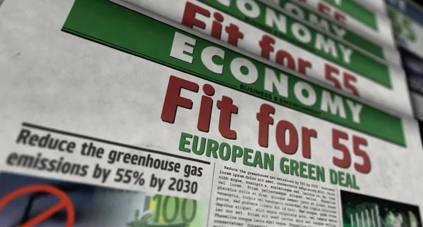 Fit European Green Deal Reduce Greenhouse Gas Emissions Newspaper Print — 스톡 사진