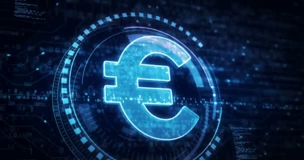 Euro Stablecoin Moneda Negocio Dinero Digital Símbolo Concepto Digital Red — Vídeo de stock