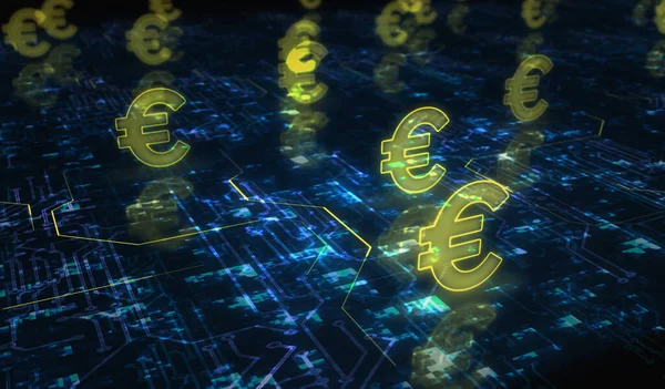 Euro Stablecoin Currency Business Digital Money Symbol Digital Concept Network — 스톡 사진