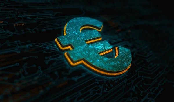 Euro Stabilne Monety Waluty Biznesu Cyfrowe Symbole Pieniędzy Koncepcji Cyfrowej — Zdjęcie stockowe