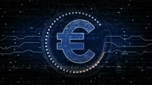 Euro Stablecoin Currency Business Digital Money Symbol Abstract Digital Concept — Stockvideo