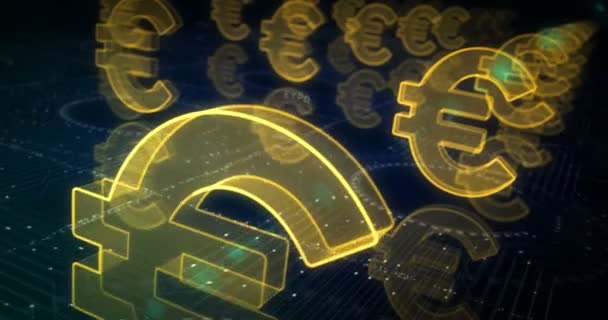 Euro Stablecoin Currency Business Digital Money Symbol Abstract Cyber Concept — Stockvideo