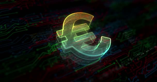 Euro Stabiles Währungsgeschäft Und Digitales Geld Farbiges Symbolkonzept Netzwerk Cyber — Stockvideo