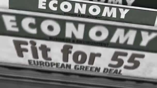 Fit European Green Deal Reduce Greenhouse Gas Emissions Daily Newspaper — Video Stock