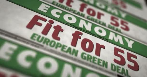 Fit European Green Deal Reduce Greenhouse Gas Emissions Daily Newspaper — ストック動画