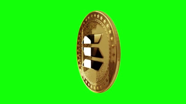 Solana Sol Stablecoin Kryptowährung Isolierte Goldmünze Auf Grünem Bildschirm Loopable — Stockvideo