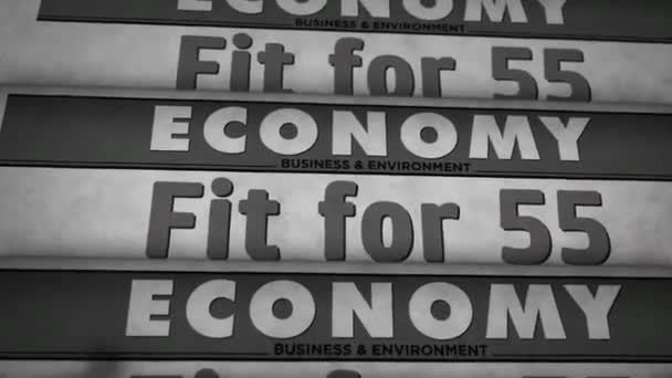Fit European Green Deal Reduce Greenhouse Gas Emissions Vintage Newspaper — Wideo stockowe