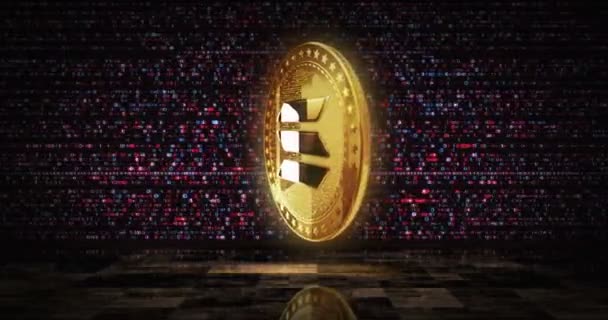Solana Sol Stablecoin Cryptocurrency Koin Emas Pada Layar Digital Latar — Stok Video