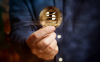 Solana SOL durağan para kripto altın para elde soyut konsept