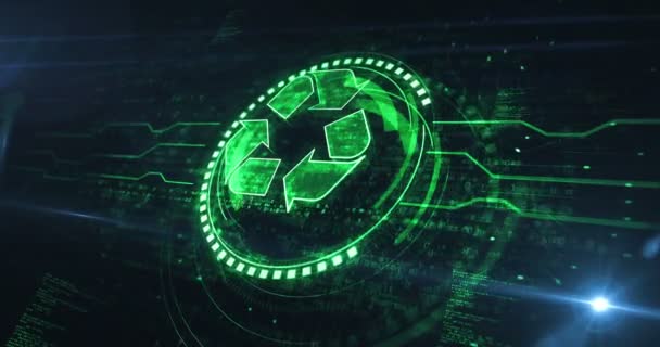 Recycling Icon Waste Data Management Sustainable Industry Symbol Digital Concept — Vídeo de Stock
