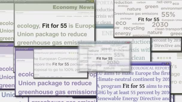 Pop Windows Fit Green Deal Reduce Greenhouse Gas Emissions Computer — Vídeo de Stock