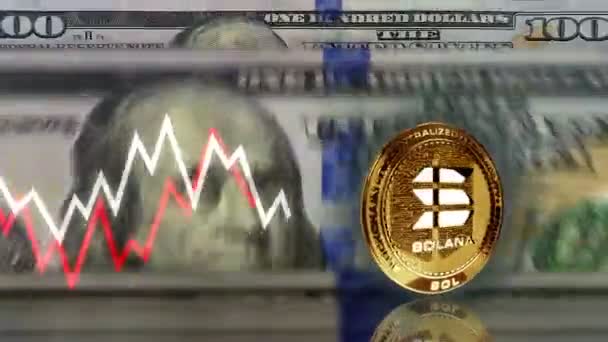 Solana Sol Stablecoin Cryptocurrency Koin Emas Lebih Dari 100 Dolar — Stok Video