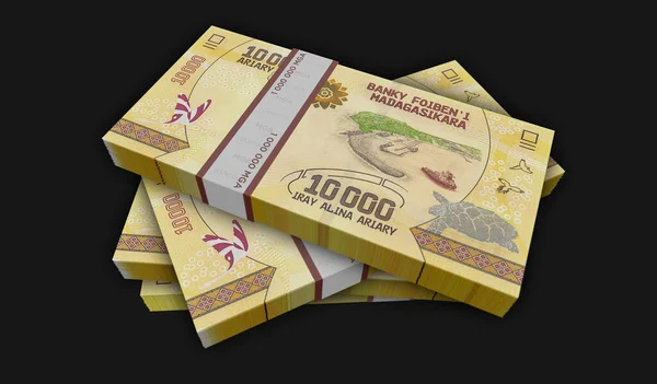 Malagasy Ariary Money Pack Illustration Mga Banknote Bundle Stacks Concept — Foto de Stock