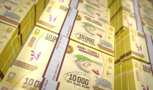 Malagasy Ariary Money Pack Illustration Mga Banknote Bundle Stacks Concept — Foto Stock
