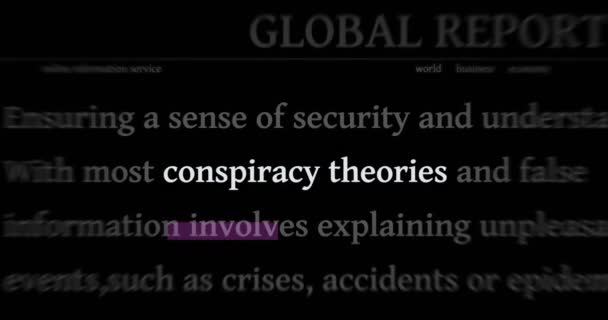 Headline News International Media Conspiracy Theories Hoax Theory Fake News — Vídeo de Stock