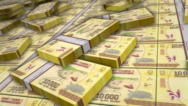 Madagascar Money Malagasy Ariary Banknote Bundle Loop Mga Money Stacks — 图库视频影像