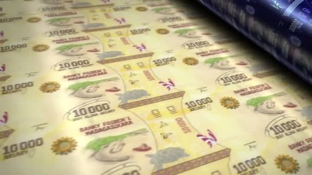 Madagascar Money Malagasy Ariary Money Banknotes Printing Roll Machine Loop — Stok Video