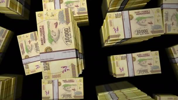 Madagascar Money Malagasy Ariary Money Pack Loop Flight Mga Banknotes — Vídeo de Stock