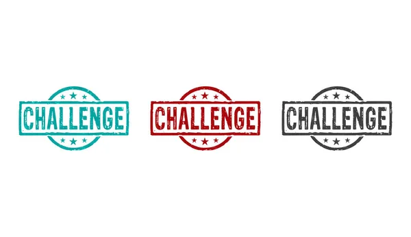 Challenge Stamp Icons Few Color Versions Goal Achieving Competition Motivation — ストック写真