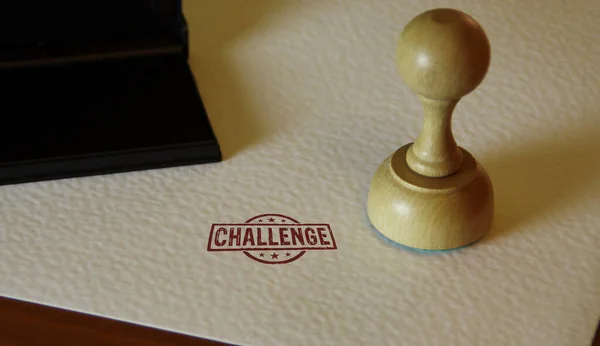 Challenge Stamp Stamping Hand Goal Achieving Competition Motivation Concept — Fotografia de Stock