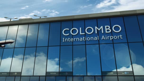 Plane Landing Colombo Sri Lanka Arrival City Glass Airport Terminal — Stok video