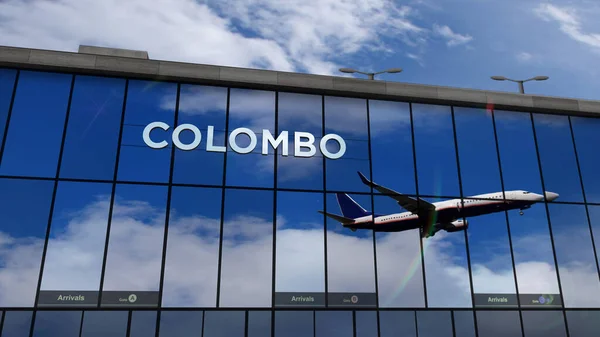 Aircraft Landing Colombo Sri Lanka Rendering Illustration Arrival City Glass — ストック写真