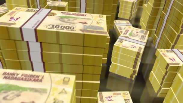 Madagascar Money Malagasy Ariary Money Notes Packs Loop Flight 10000 — Video Stock