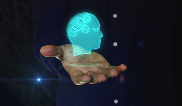 Artificial Intelligence Technology Deep Learning Symbol Man Hand Cyber Technology — ストック写真
