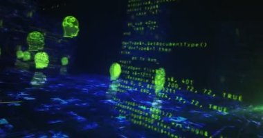 Artificial intelligence technology AI and deep learning symbol abstract cyber concept. Digital technology background seamless and loopable dynamic 3d animation.