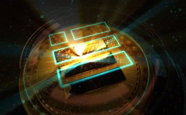Binance BUSD stablecoin cryptocurrency gold coin on green screen background. Abstract concept 3d illustration.