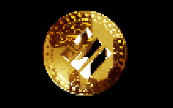 Binance Busd Stablecoin Cryptocurrency Gold Coin Retro Pixel Mosaic 80S — Stock Fotó
