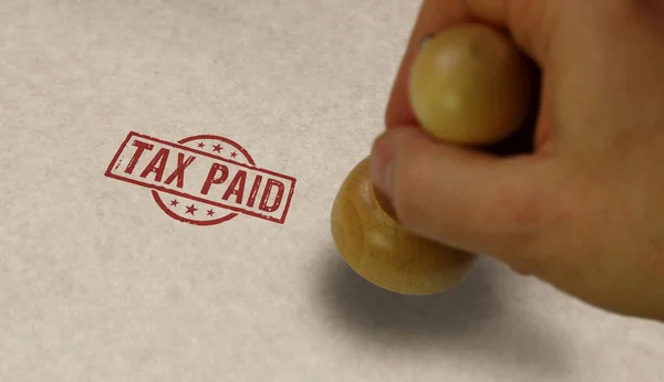 Tax Paid Stamp Stamping Hand Business Taxes Income Taxation Concept — Fotografia de Stock