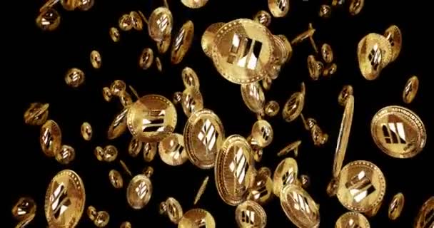 Криптовалюта Busd Stablecoin Выделила Золотую Монету Фоне Дождя Вращающиеся Золотые — стоковое видео