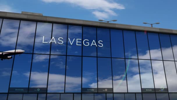 Plane Landing Las Vegas Nevada Usa Arrival City Glass Airport — Video Stock