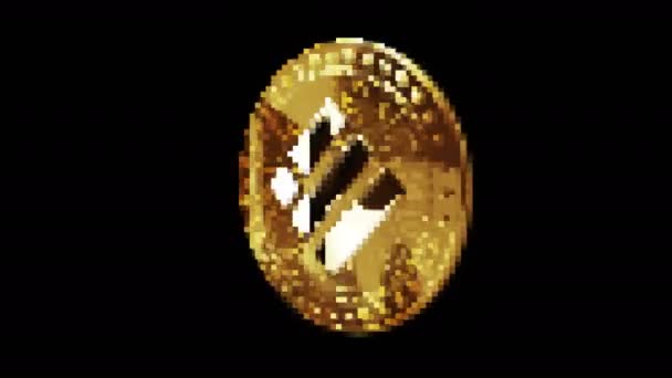 Binance Busd Стабільна Криптовалюта Золота Монета Стилі Ретро Піксельної Мозаїки — стокове відео