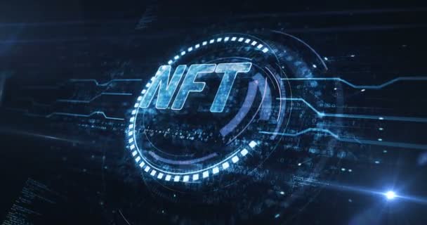 Nft Non Fungible Token Digital Collectibles Symbol Digital Concept Network — Video Stock