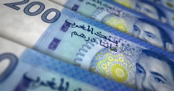 Morocco Money Moroccan Dirham Banknote Loop Mad Money Texture Concept — Video Stock