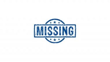 Missing stamp and hand stamping impact isolated animation. Disappeared warning 3D rendered concept. Alpha matte channel.