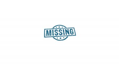 Missing stamp and hand stamping impact isolated animation. Disappeared warning 3D rendered concept. Alpha matte channel.