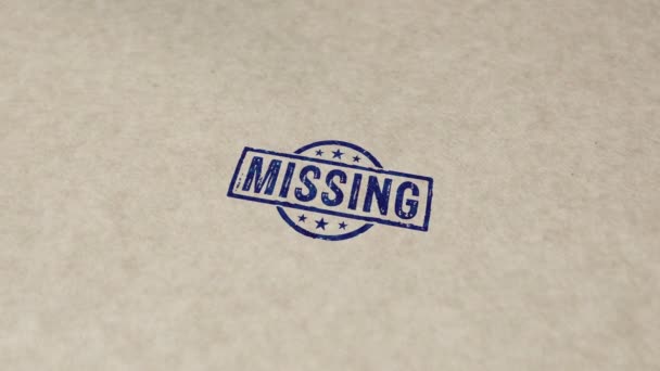 Missing Stamp Hand Stamping Impact Animation Disappeared Warning Rendered Concept — Stock videók