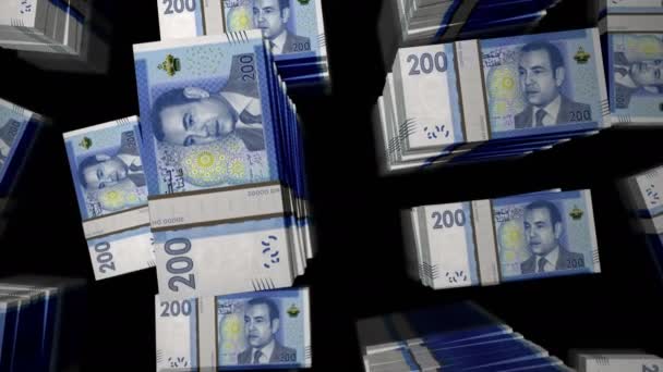 Morocco Money Moroccan Dirham Money Pack Loop Flight Mad Banknotes — Stok video
