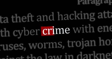 News titles across international web media with Crime, lawlessness and criminal search. Abstract concept of internet headline information on dynamic displays animation.